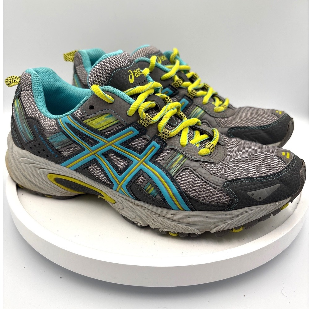 ASICS Gel-Venture 5 Size 8 Grey Teal Yellow Gorpcore Trail Running Shoes T5N9N